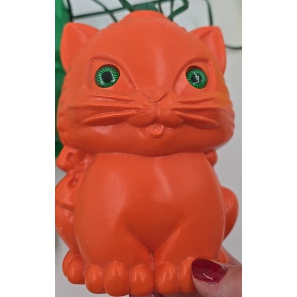 VTG RARE 7 Blow Mold Plastic Cat Kitty Patio RV Camping Party Lites Light String - Picture 9 of 14
